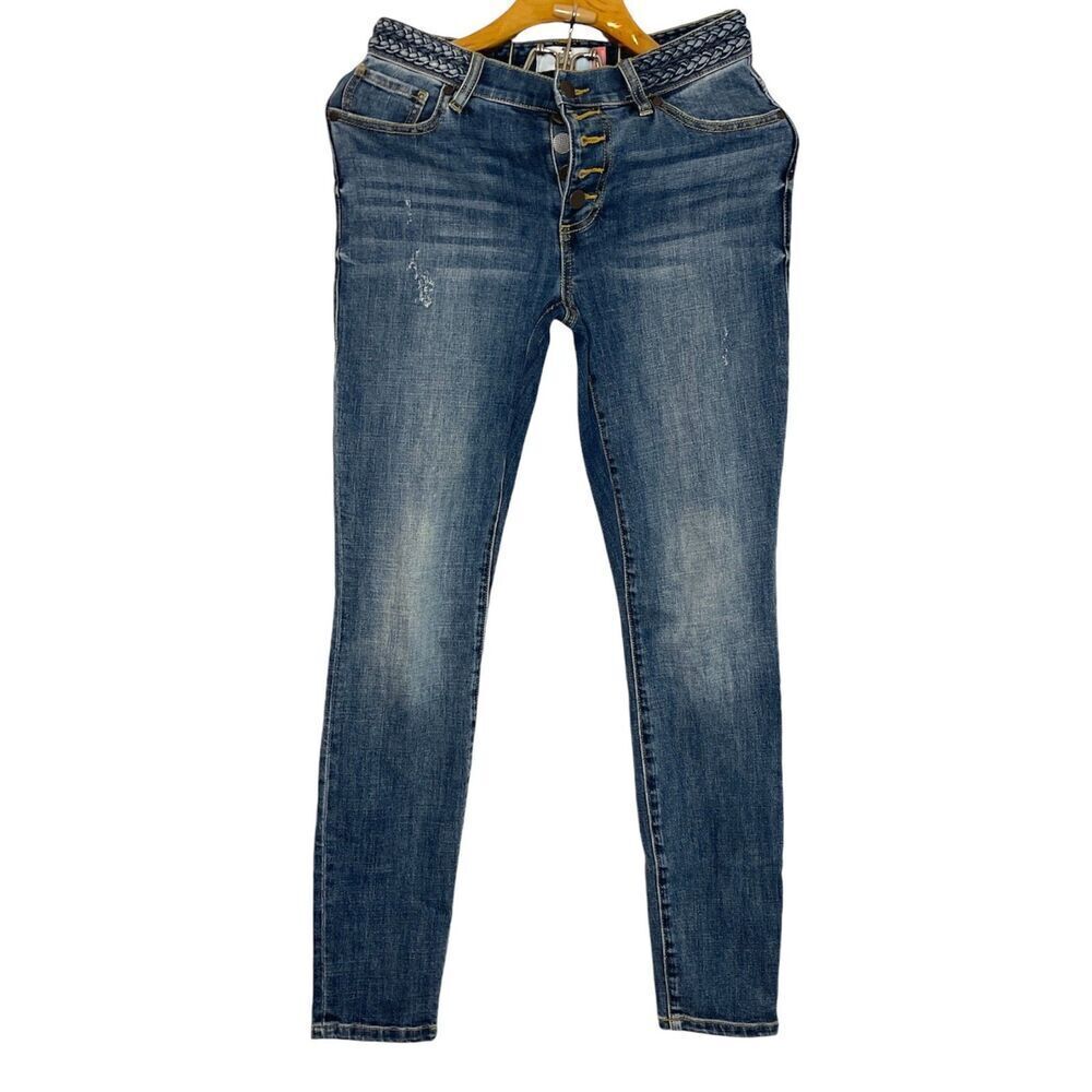 Cabi Button Fly Skinny Jeans Sz: 4 High Rise Braided Waisted 5 Button Closure